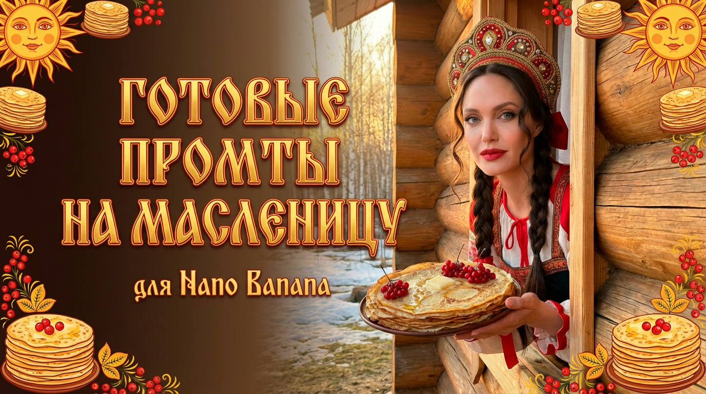 Промты на Масленицу 2026: 10 готовых шаблонов для ИИ-фотосессии