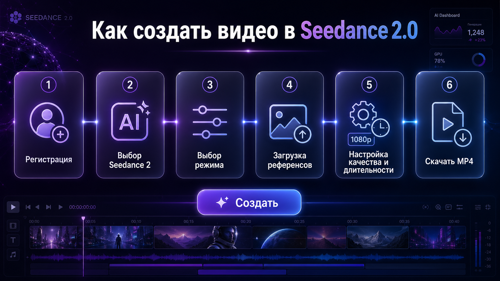 Пошаговая схема: как создать видео в Seedance 2.0 за 6 шагов — от регистрации до скачивания MP4